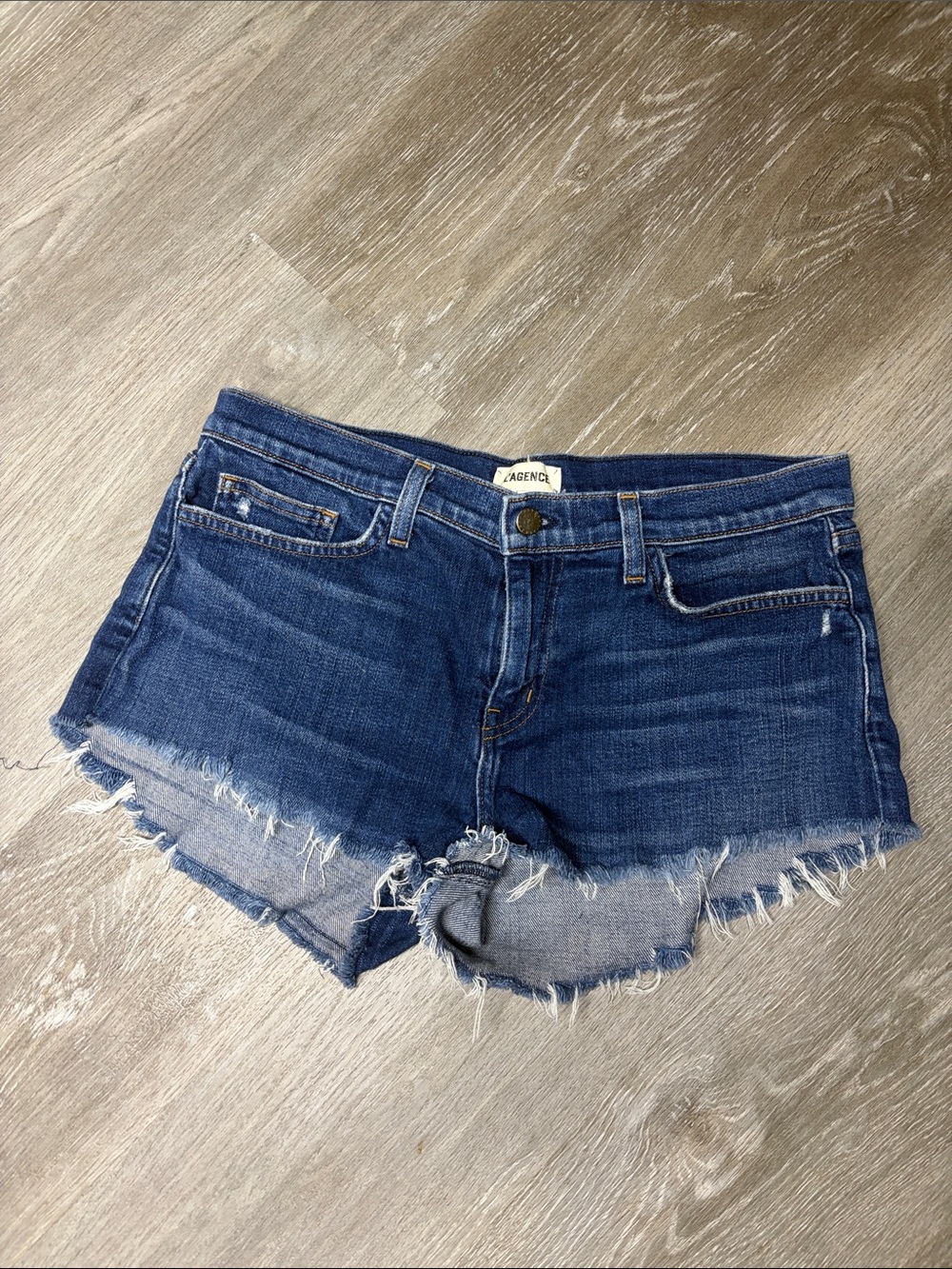 L'AGENCE Dark Blue Denim Cutoff Shorts 28